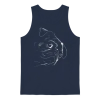 Pug Face Pug Dog Silhouette Cute Pug Lineart Mops Unisex Tank Top - Navy – 1