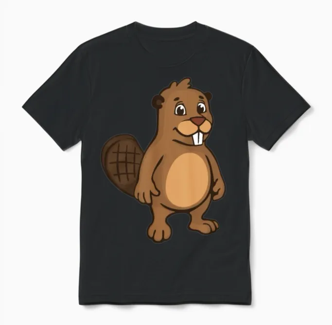 Funny Beaver Unisex T-Shirt in Black