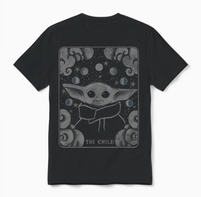 Star Wars Mandalorian the Child Tarot Card Unisex T-Shirt in Black