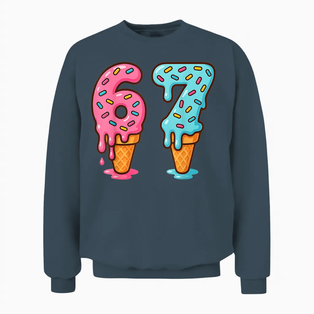 Baseball Drip Ice Cream 67 Baseball Lifestyle 101 Unisex Sweatshirt in Dark Heather