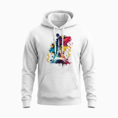 Eiffel Tower Paris Girls Travel Holiday France Souvenir T-Shirt, Black Unisex Hoodie - White