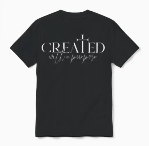 Created with a Purpose Ephesians 2:10 Bible Verse Unisex T-Shirt in Black