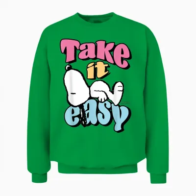 Peanuts - Snoopy Take It Easy T-Shirt, Black, S Unisex Sweatshirt - Irish Green