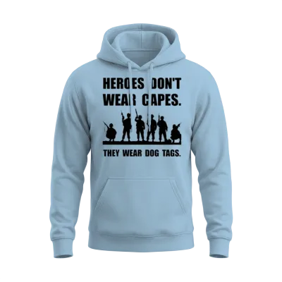 Heroes Wear Dog Tags Unisex Hoodie - Light Blue