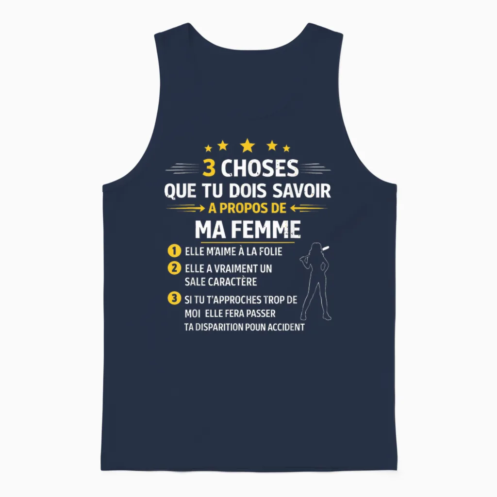 Gift for Husband Lover Boyfriend Humour Couple Unisex Tank Top in Navy