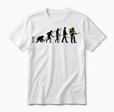 Feuerwehr Feuerwehrmann Evolution Cool Vintage Retro Unisex T-Shirt - White