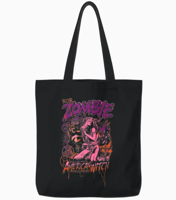Rob Zombie American Witch Pastel Tote Bags in Black