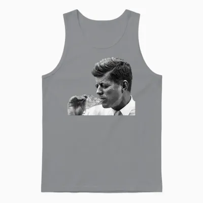Jfk John F Kennedy Cigar Smoker T-Shirt, Black Unisex Tank Top - Sport Grey