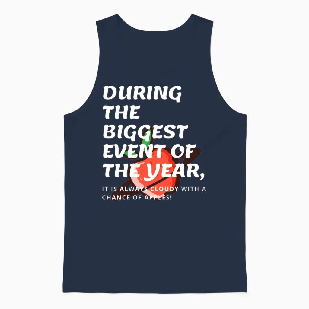 Funny Apple Event Unisex Tank Top in Navy