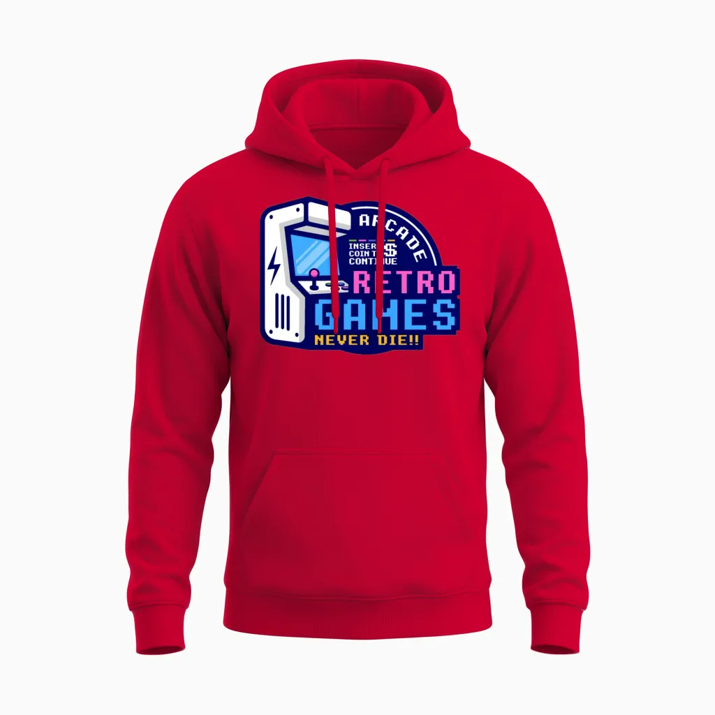 Retro Gaming Never Dies Unisex Hoodie - Red