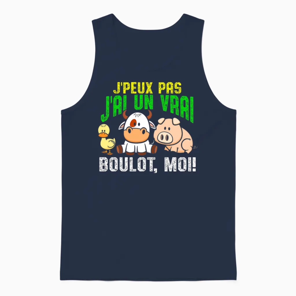 J'peux Pas J'ai Un Vrai Boulot Farmer Fermier Homme Cadeau T-Shirt Haut De Gamme Unisex Tank Top in Navy