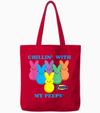 Peeps Easter Chillin' with My Peeps Sweet Squad Tote Bags - Red
