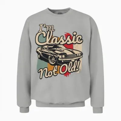 Classic Car Graphic Funny Shirt | Cool Nostalgia T Unisex Sweatshirt - Ash