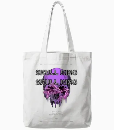 Electric Skull Lightning Design Tote Bags - White