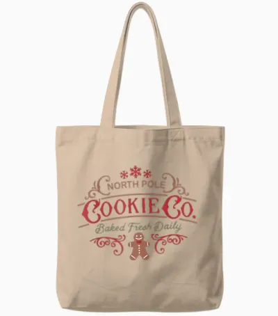 Women Retro Christmas Gingerbread Bakery North Pole Cookie Tote Bags - Natural