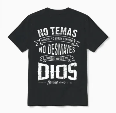 No Temas Christians Quote in Spanish Bible Verse Unisex T-Shirt - Black