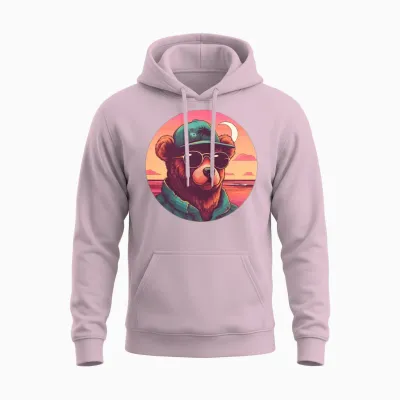 Style Bear Lovers Retro Unisex Hoodie - Light Pink