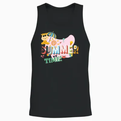 Cute Summer Time - Fun Beach Holidy Unisex Tank Top - Black