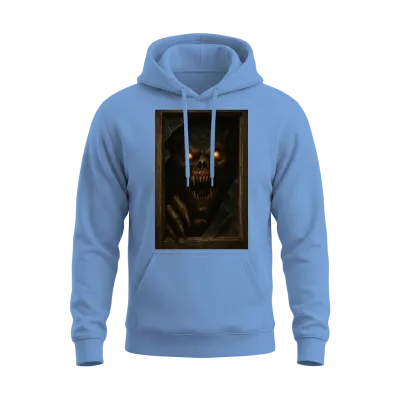 Demonic Skull with Glowing Eyes Unisex Hoodie - Carolina Blue