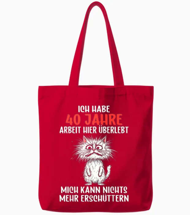 40 Jähriges Dienstjubiläum Firmenjubiläum 40 Jubiläum Arbeit Tote Bags in Red