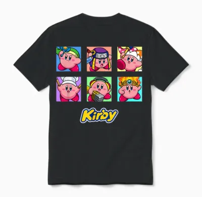 Kirby Selected Abilities Collage Pop Art Full Color Unisex T-Shirt - Black