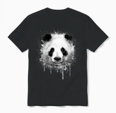 Cool Artistic Panda Portrait (watercolor Design) Unisex T-Shirt - Black