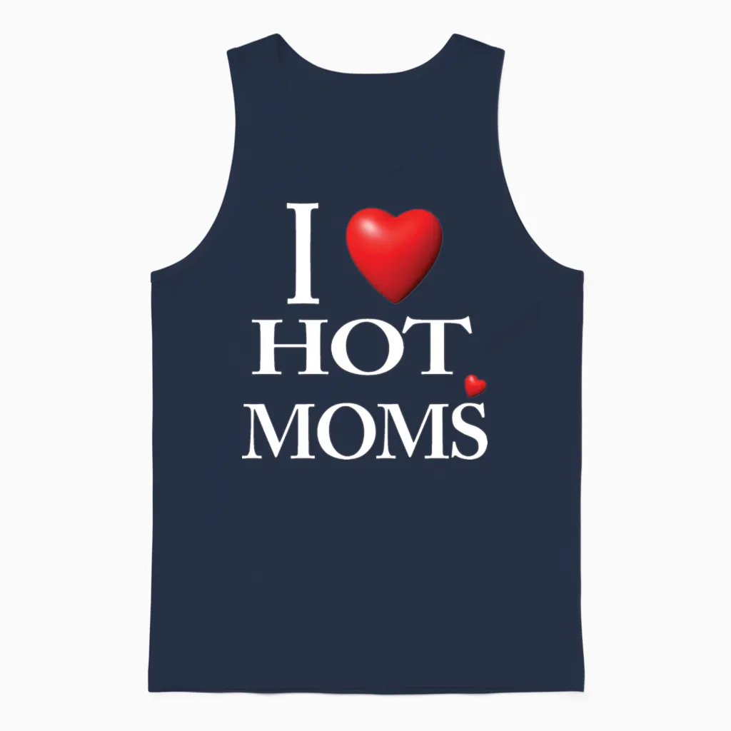I Love Hot Moms Mom Unisex Tank Top in Navy