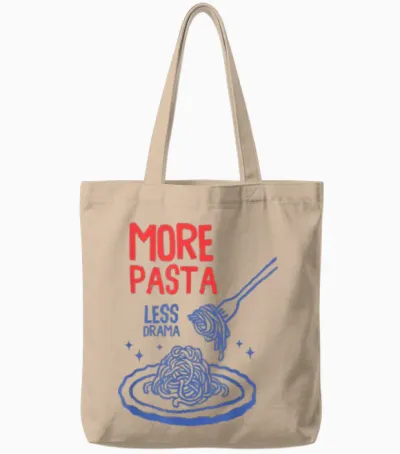 More Pasta Less Drama Funny Foodie Spaghetti Nudel Humor Tote Bags - Natural