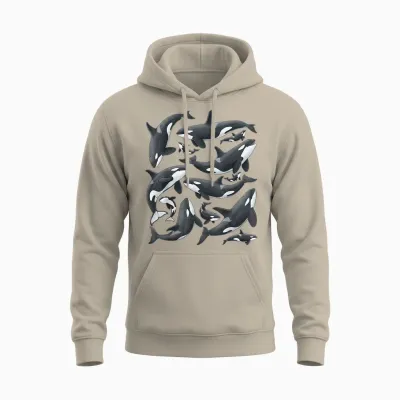ästhetische Orca-Wale Kunst Ozean Meeresleben Meer Unisex Hoodie - Sand