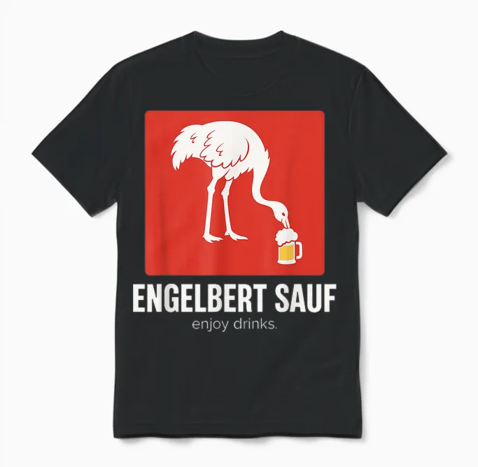 Engelbert Sauf Arbeitskleidung Sauf Vogel Humor Baustelle T- Unisex T-Shirt in Black
