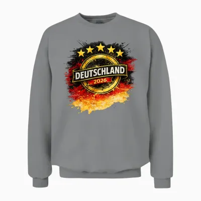 Deutschland 2026 Fünfter Stern Fanmotiv Unisex Sweatshirt - Sport Grey