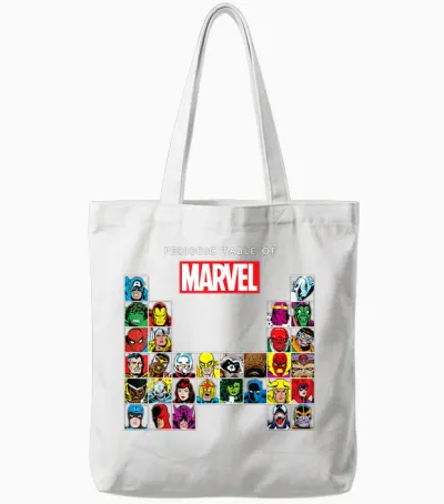 Marvel Periodic Table of Heroes & Villains Retro Tote Bags - White