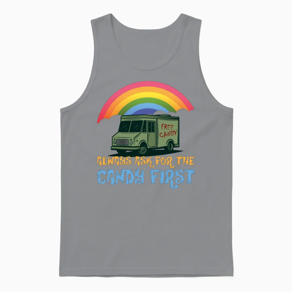 Candy First Humor - Memes & Unisex Tank Top in Sport Grey