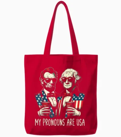 4th of July Lincoln Washington Funny American Men Women Tote Bags - Red