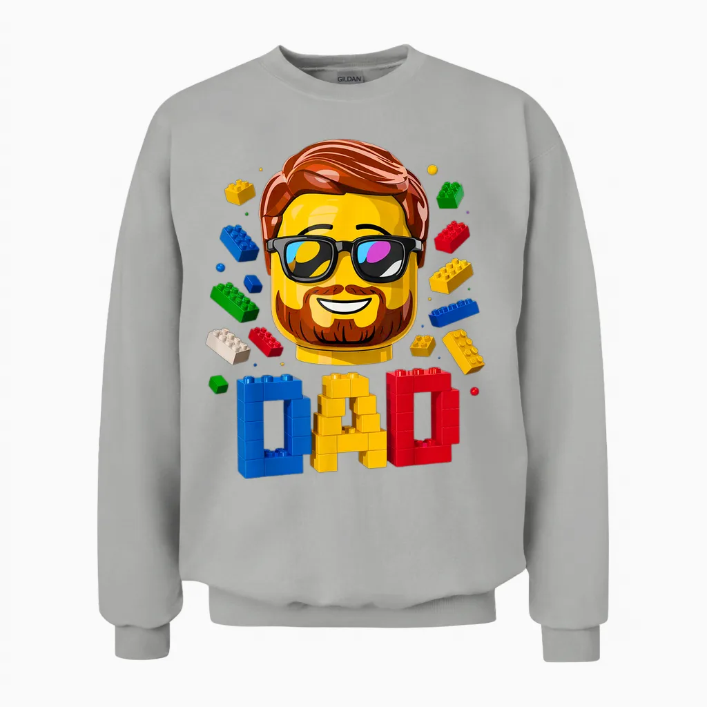 Family Dad Master Builder Building Bricks Blocks Fathers Day Unisex Sweatshirt in Ash