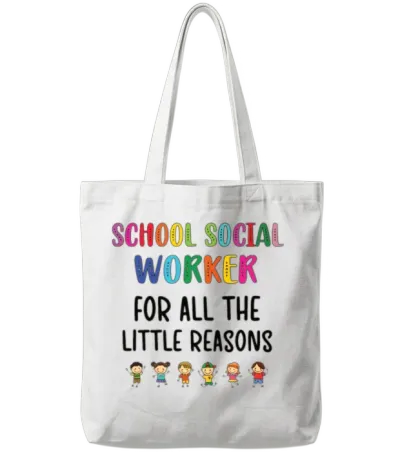 School Social Worker Gifts | Social Worker Month Tote Bags - White