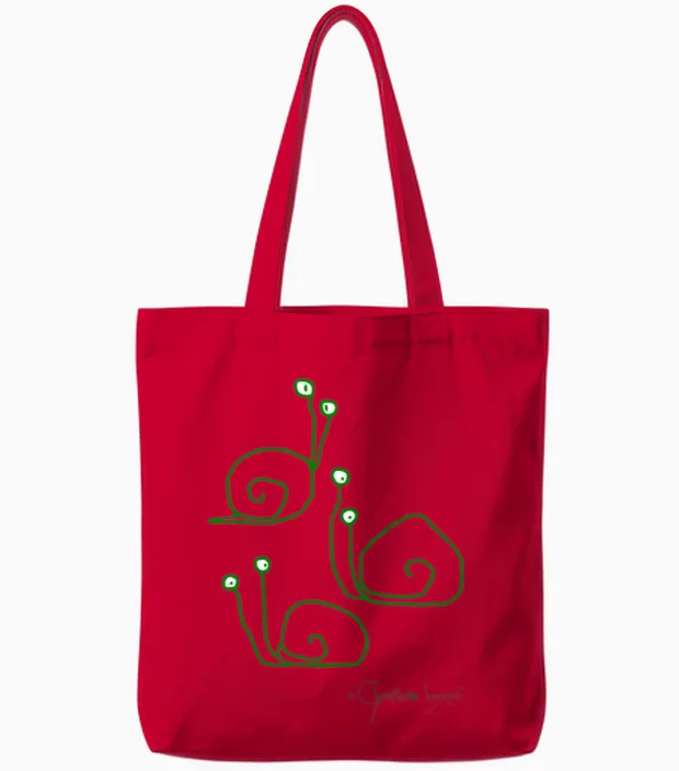 Snailmeeting Β© Chyropterum Innoxius Tote Bags in Red