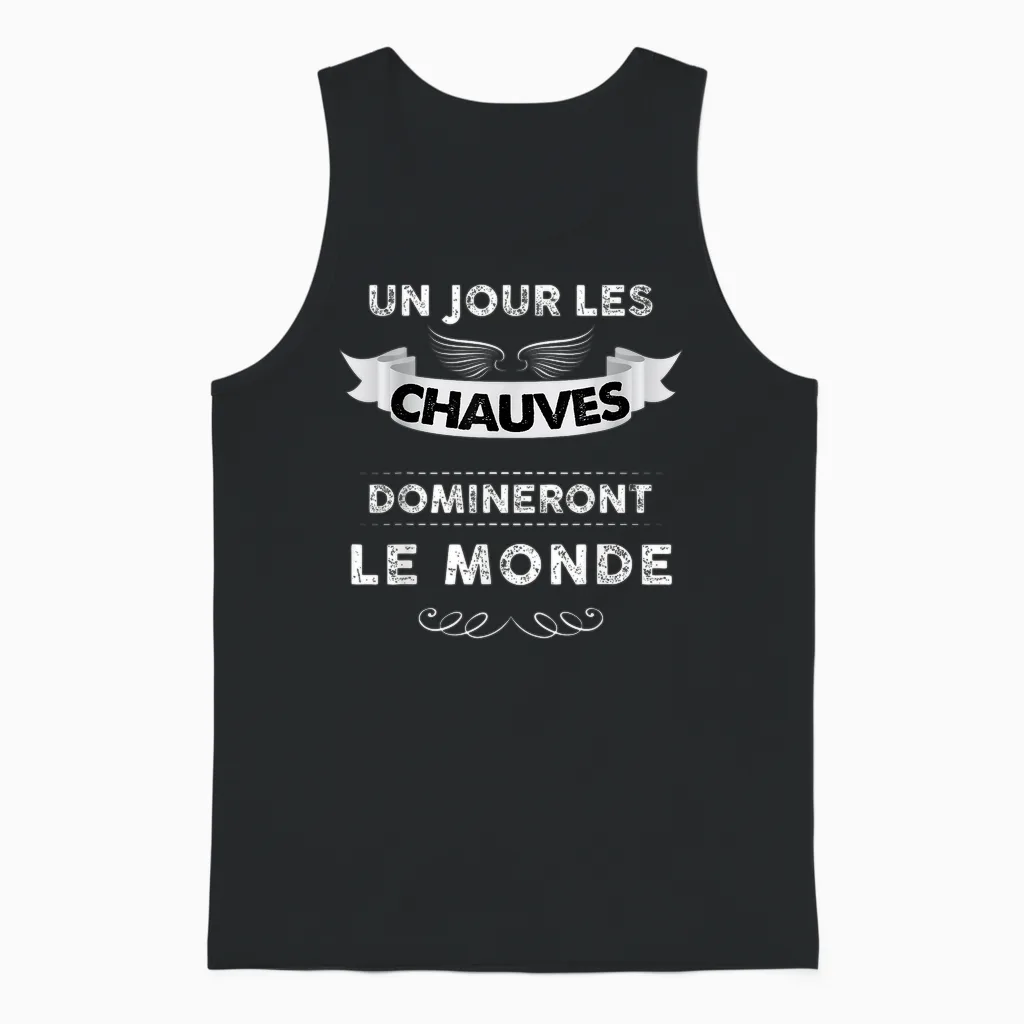 Un Jour Balds Will Dominate the World Man Baldness Unisex Tank Top in Black