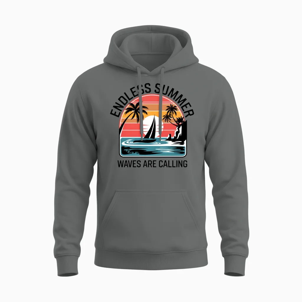 Waves Are Calling 2 Unisex Hoodie in Graphite Heather