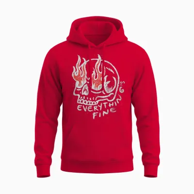 Backprint Streetwear Mode Vintage Damen Herren Schädel Skull Unisex Hoodie - Red