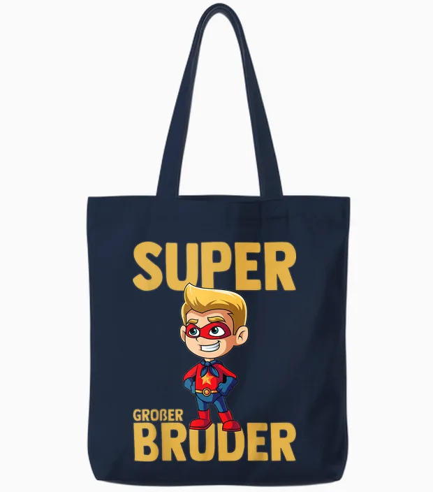Großer Bruder Superheld Junge Partnerlook Tote Bags in Navy