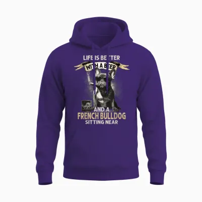 Chien Vintage Cool Papas Drôle Fête Des Pères Bouledogue Français Unisex Hoodie - Purple