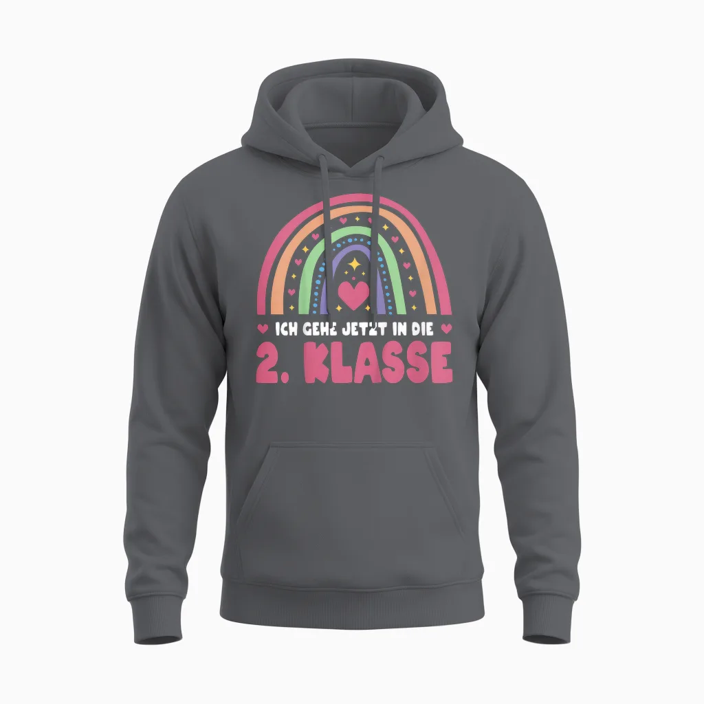2 Klasse Schule Ich Gehe Jetzt in Die Zweite Klasse Unisex Hoodie in Charcoal