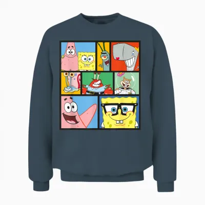 Spongebob Schwammkopf Collage 90s Cartoon Unisex Sweatshirt - Dark Heather