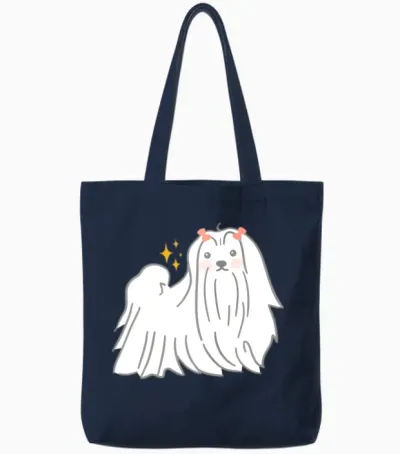 Maltese Dog Tote Bags - Navy