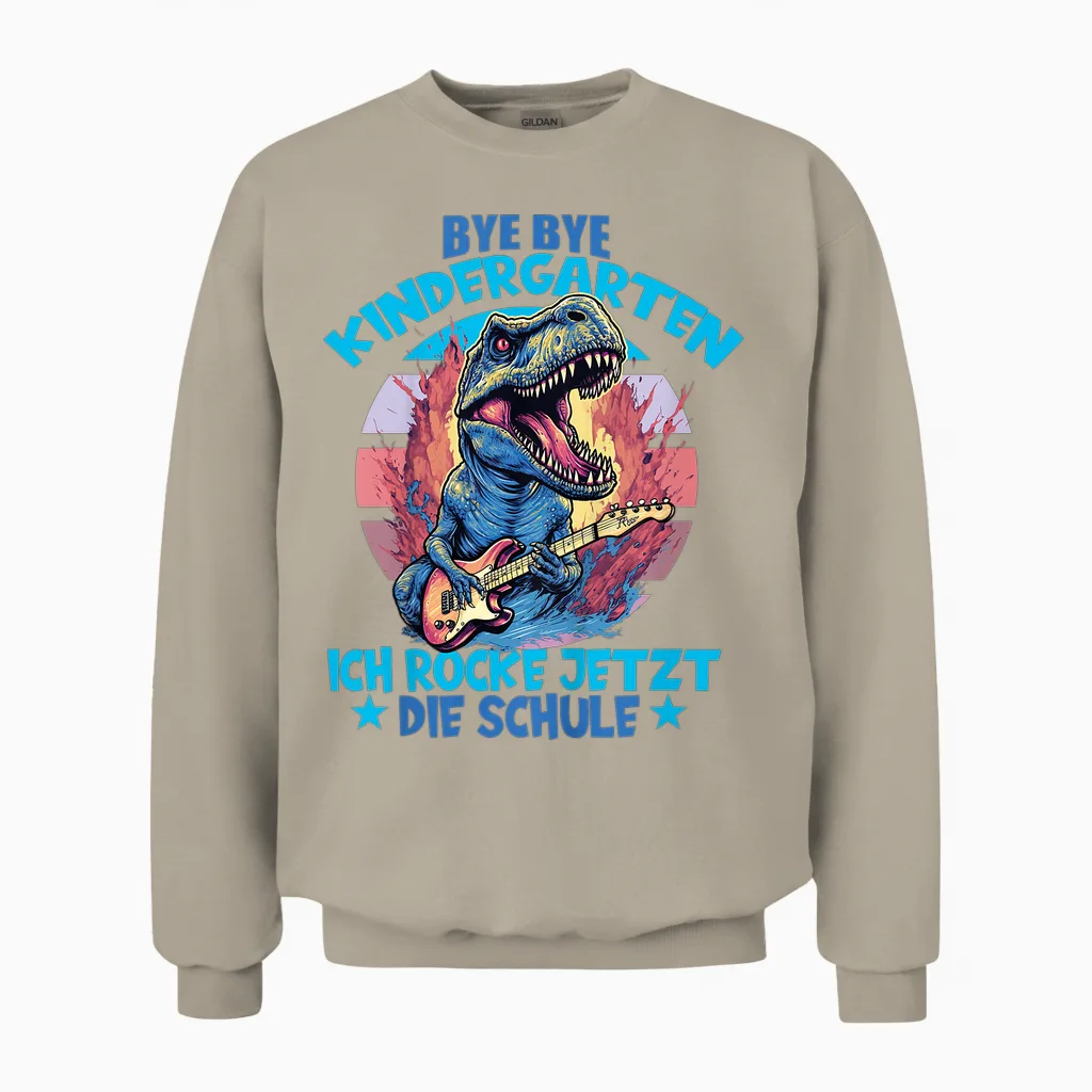 Bye Bye Kindergarten Mit Dino Fรผr Schulkind Zum Schulanfang Unisex Sweatshirt in Sand