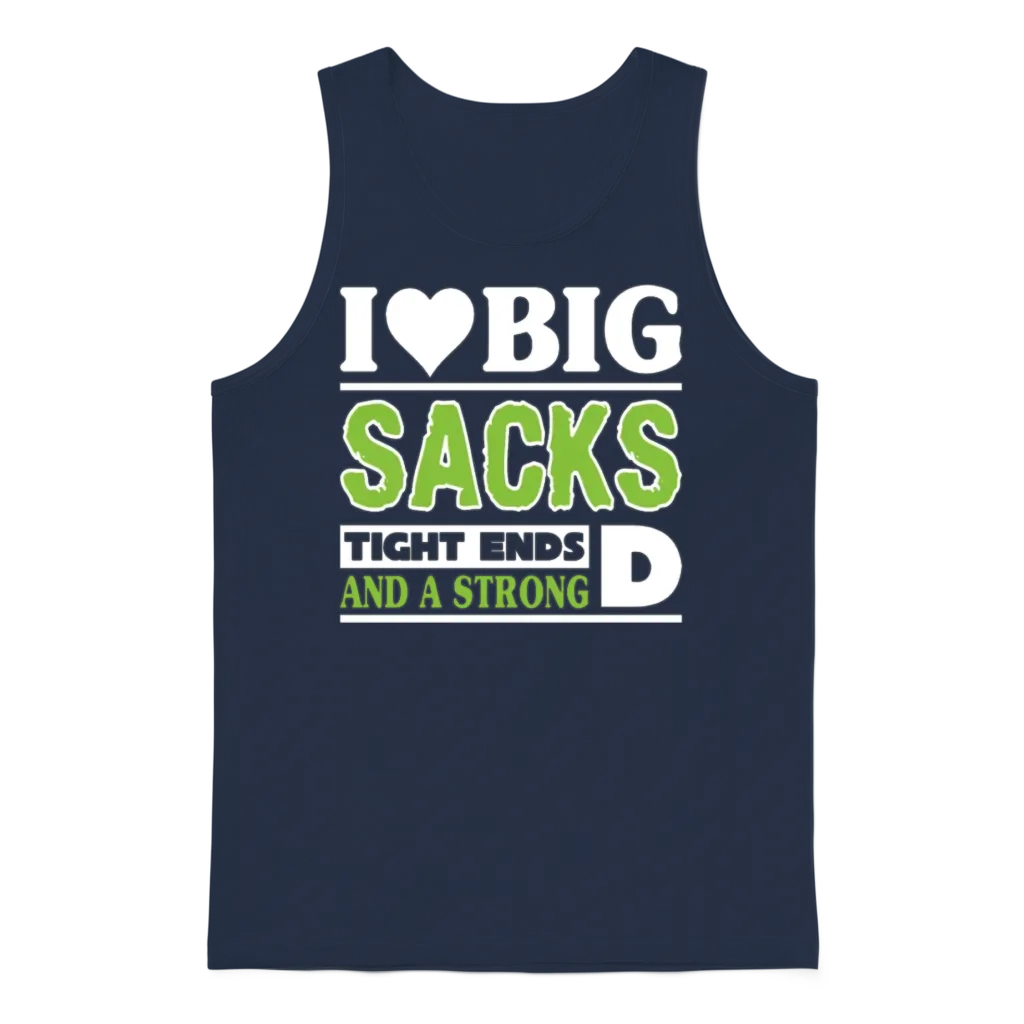 Heart Big Sacks Tight Ends Strong D Funny Unisex Tank Top - Navy