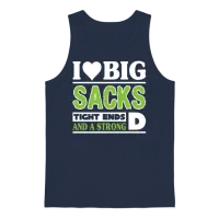 Heart Big Sacks Tight Ends Strong D Funny Unisex Tank Top - Navy – 1
