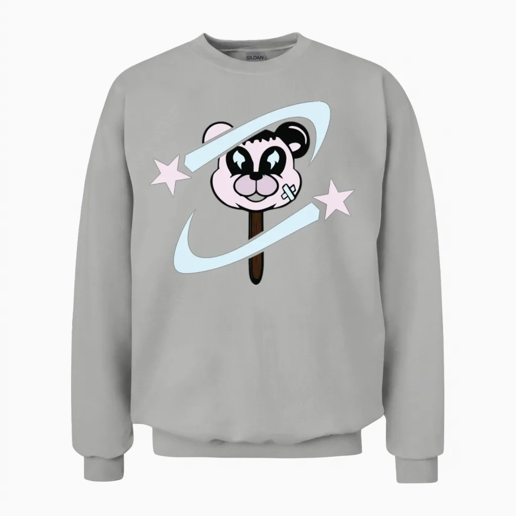 Cute Star Bear Wildlife Gift Unisex Sweatshirt in Ash