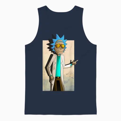 Mademark X Rick and Morty - Rick and Morty Cool Rick of Ricklantis Unisex Tank Top - Navy